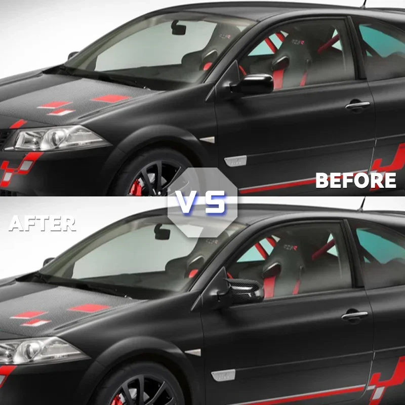 2PCS Carbon Fiber Car Side Wing Rearview Mirror Cover Cap For Renault Megane 2 MK2 2002-2009 Bat Rear View Mirror Cover