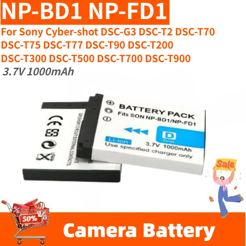 

Высококачественный аккумулятор для камеры NP-BD1 NP-FD1 3.7V 1000mAh для Sony DSC-T75 DSC-T77 DSC-T90 DSC-G3 DSC-T2 DSC-T70 DSC-T200, новый