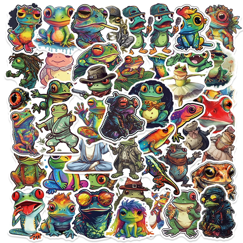 Autocollants imperméables de grenouille psychédélique drôle cool, décalcomanies de jouet d'enfants, planche à roulettes, ordinateur portable, moto, autocollant de décoration de voiture, 10 PCs, 30 PCs, 50PCs