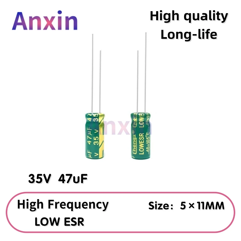 

50PCS 35V47uF Aluminum Capacitor, High Frequency Low ESR 105°C Radial for Power Supply Long-life 5×11MM