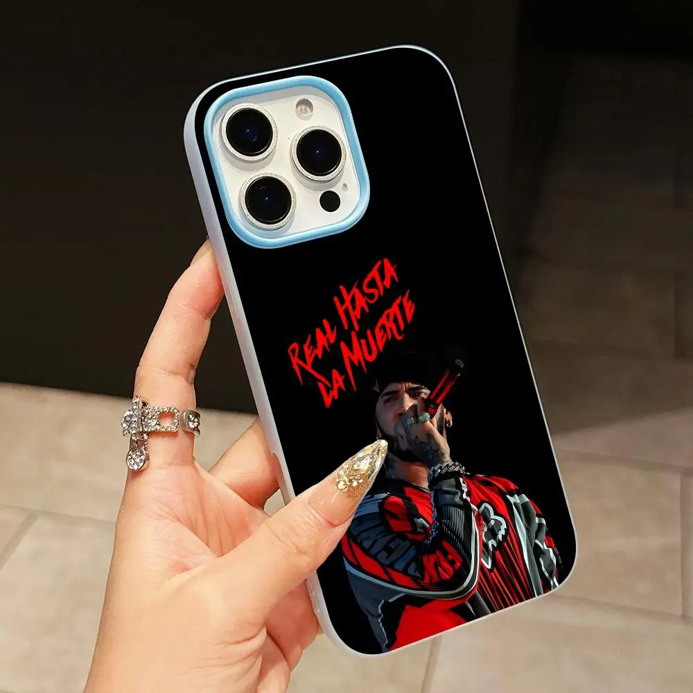 Anuel AAAA Phone Case for iPhone 18 17 16 15 14 13 12 11 Air Pro Max Plus Jelly Dual Layer Light Blue Cover