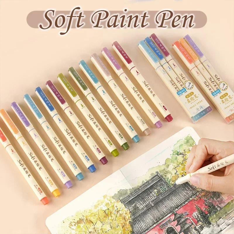 3 Pcs/Set Soft Paint Pen Head Colorful Brush Colored Water-based Pigment Ink for Drawing Graffiti Art Supplies School Stationery