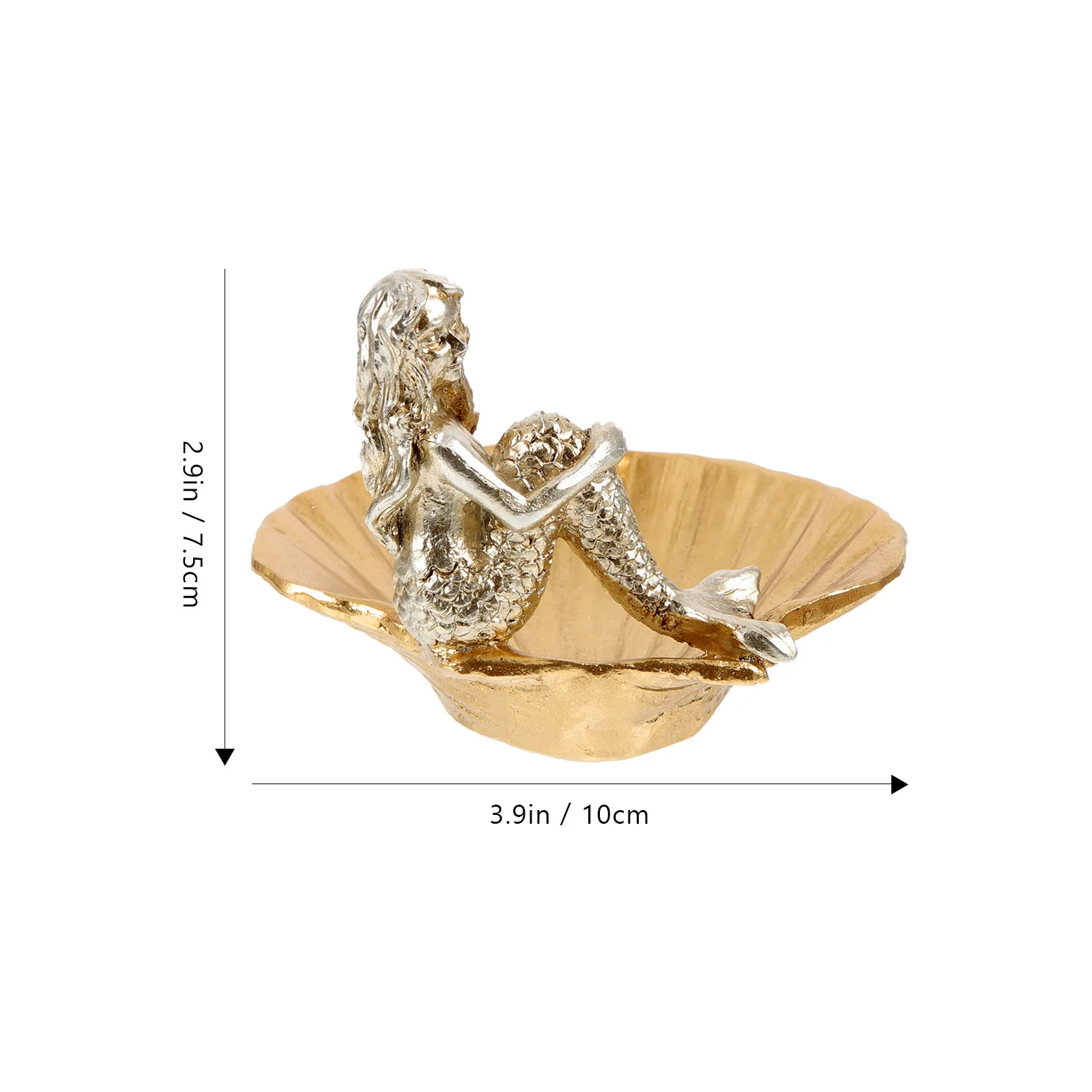 Jewelry Tray Mermaid Seashell Resin Dish Durable Display Holder for Rings Necklaces Bedroom Bathroom Decoration Gift