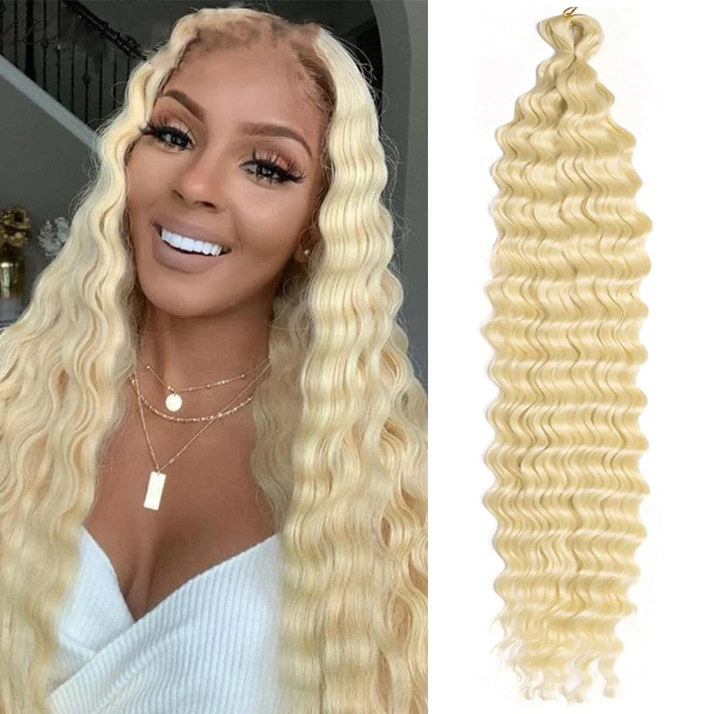 Dansama Synthetic 32inch Deep Wave Twist Crochet Hair Natural Afro Curls Crochet Braids Ombre Braiding Hair Extensions For Women