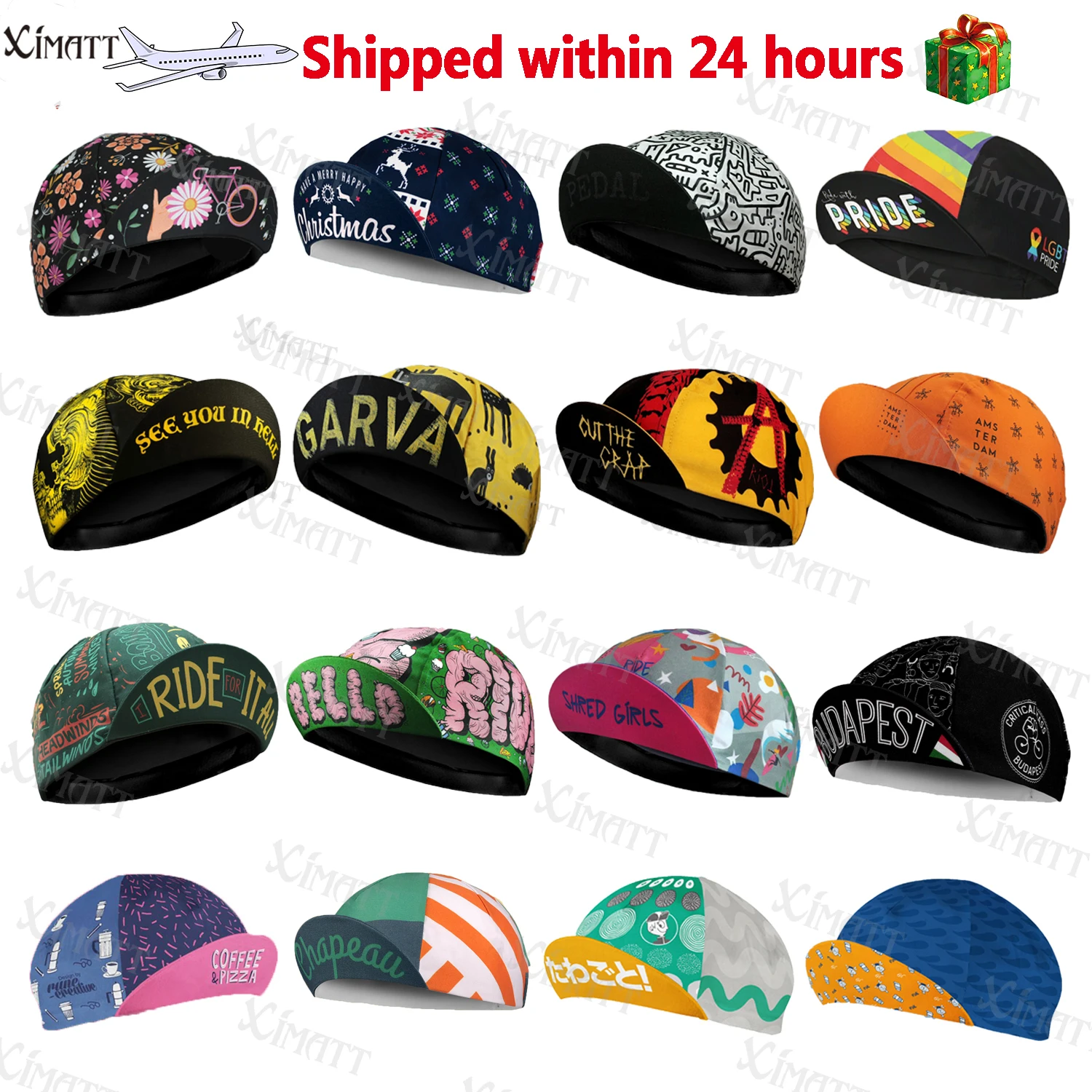 XIMATT New Classic Colorful Cartoon Polyester Cycling  Caps Men's And Women's Wear Summer Quick Drying Sports Bicycle Hats Cool