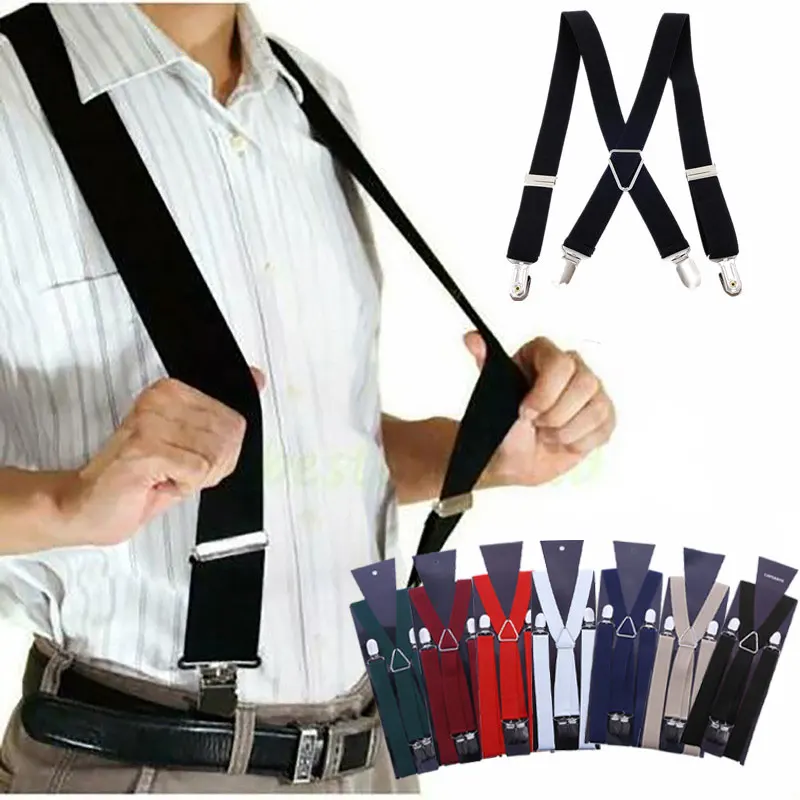 4 Clips 2.5CM Wide Men Suspenders Women Elastic Adjustable Adult Braces Suspender Kids Children Boys Girls Wedding Accessories