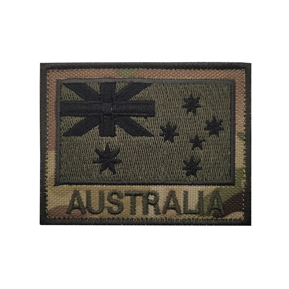 Heißer Verkauf Australische Flagge PVC + 3D Gestickte Armband Rucksack Aufkleber IR Reflektierende Känguru Abzeichen Haken Schleife Patches