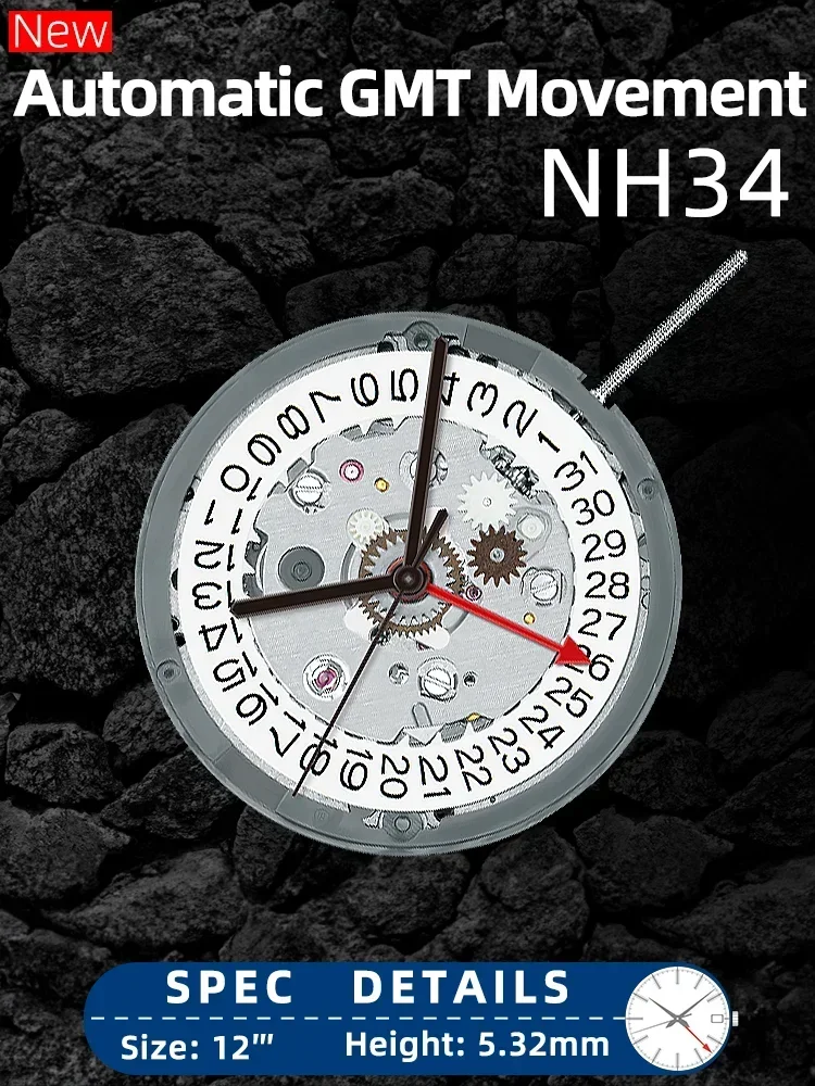 

Japan nh34 Movement New Original 24 jewels nh34a gmt 4 Hands 4R34 GMT Date Watch Automatic Metal High Accuracy Winding