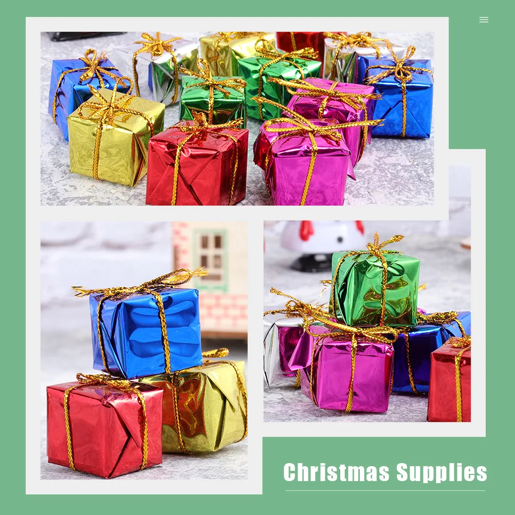 

120Pcs Christmas Hanging Ornaments Mini Gift Box Pendants Decorations for Xmas Tree Outdoor Indoor Festive Setup