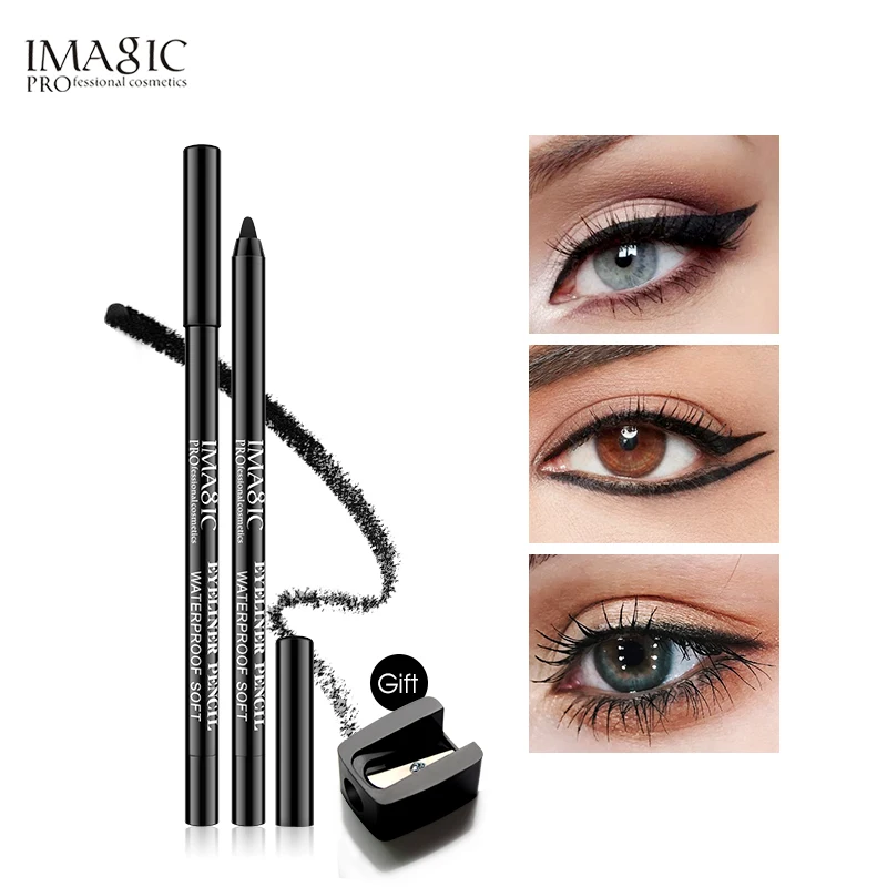 Imagic Brand 1pcs Black Waterproof Eyeliner Pen Pencil Makeup Beauty Cosmetic Tool+1pcs Pencil sharpener