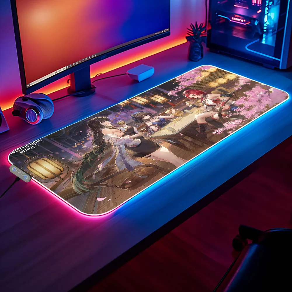 Mouse Pad Yangyang Gaming MousePad LED Table Pads Backlit Rubber Desktop XXL RGB Game Wuthering Desk Mats Micro Waves USB