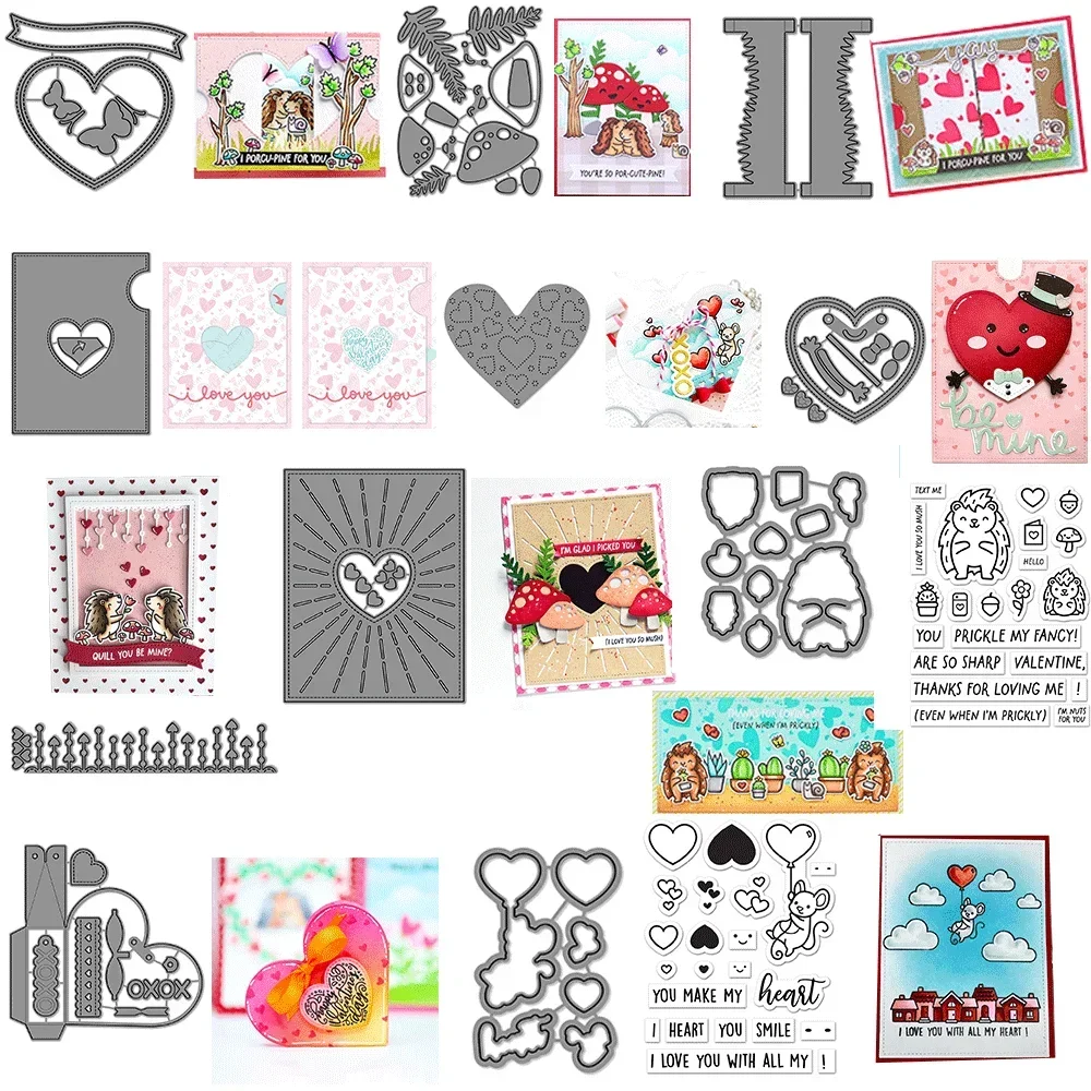 Transparente Herz-Stempel oder Metall-Stanzformen zum Valentinstag für DIY-Handwerk, Hochzeitskarte, Fotoalbum, Scrapbooking, Dekoration