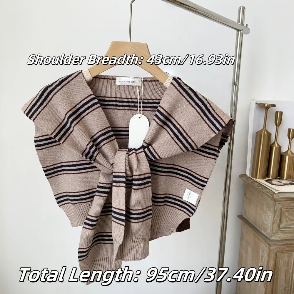 Simples clássico masculino malha xale envolve estilo coreano listra cachecol atado manto colar falso envolve blusa