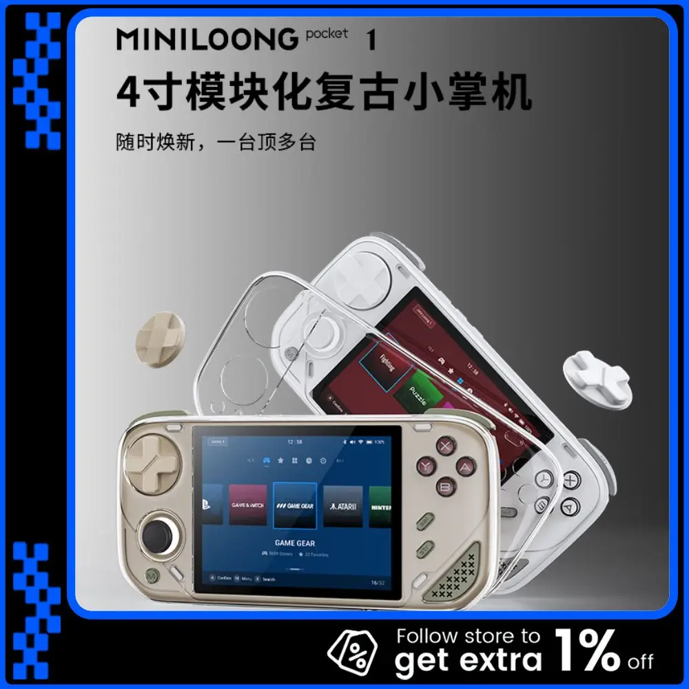 

Новый портативный игровой контроллер MINILOONG Pocket 1 GamePad Impact: ретро-аркадная консоль с ностальгическим дизайном, 4000 мАч, HDMI, Wi-Fi