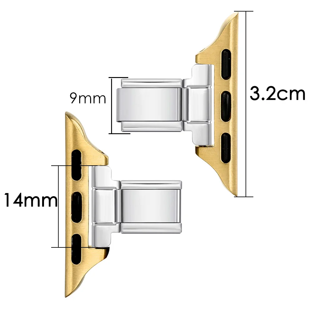 GEMOSA Adapter for Smart Watch 14mm Strap Connector Stainless Steel Italian Charm Link Fit 9mm Bracelet Accessories DIY Jewelry