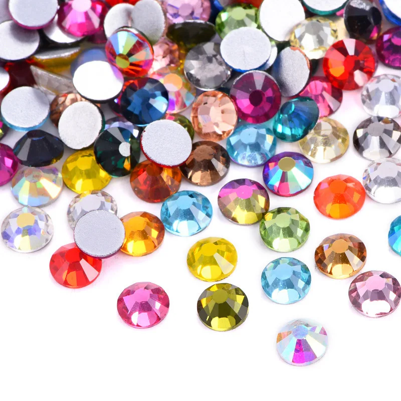 New Colors Glass Flat Back Rhinestone Glitter Glue On Crystal AB Diamond Stones Non Hot Fix Rhinestones for Nails Art Clothes