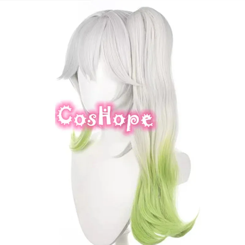 

Nahida Cosplay Wig Ponytail Wig Silver Green Gradient Wig Cosplay Anime Cosplay Wigs Heat Resistant Synthetic Wig