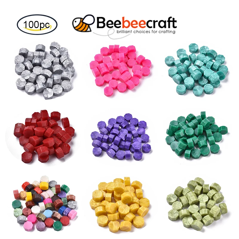 

100Pcs Retro Sealing Wax Seal Stamp Wax Beads Octagon 9mm Scrapbook Material Wedding Birthday Party Invitation Wax DIY Supply