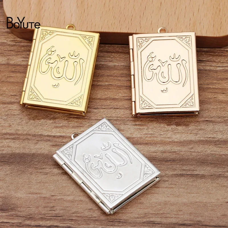 BoYuTe (5 Pieces/Lot) 27*35*5MM Metal Brass Floating Book Locket Pendant Open Photo Locket Pendant Vintage