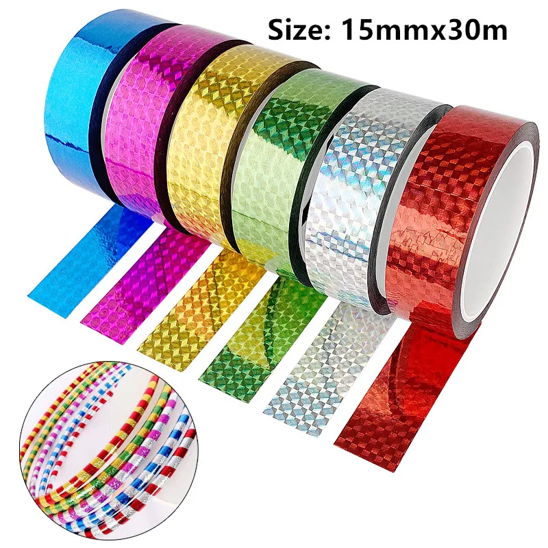 Anillo de gimnasia rítmica de 30M, decoración, cinta holográfica con purpurina, aros artísticos, pegatinas, cinta Flash DIY