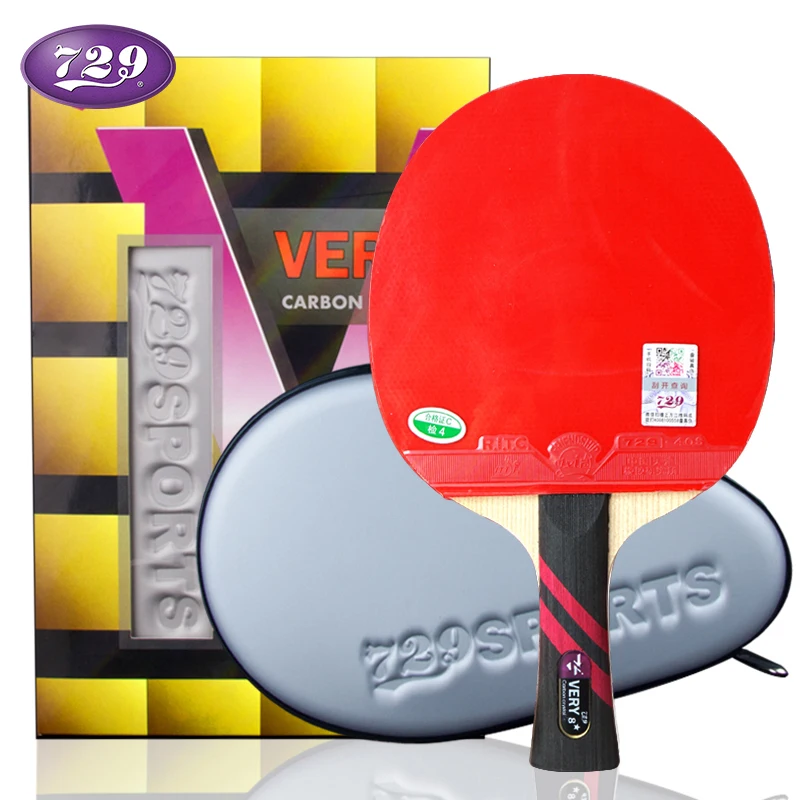 729 Professional Table Tennis Racket 9 Star Carbon Blade Sticky Cake Sponge PingPong Bat 8 V-Series Rubber Paddle High level