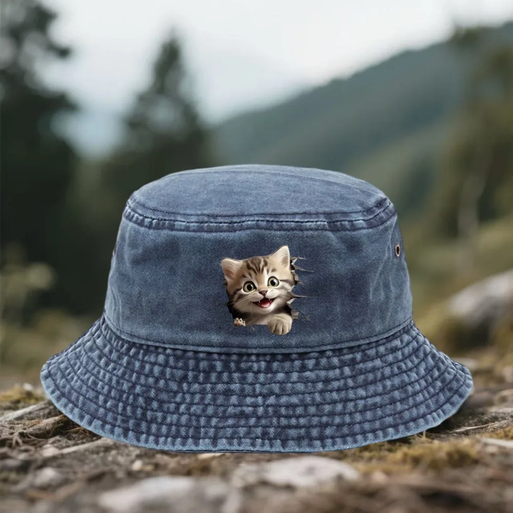 Adjustable Outdoor Activity, 3D Cat Pattern, Camping & Beach Travel Casual Hat - Multiple Colors Available