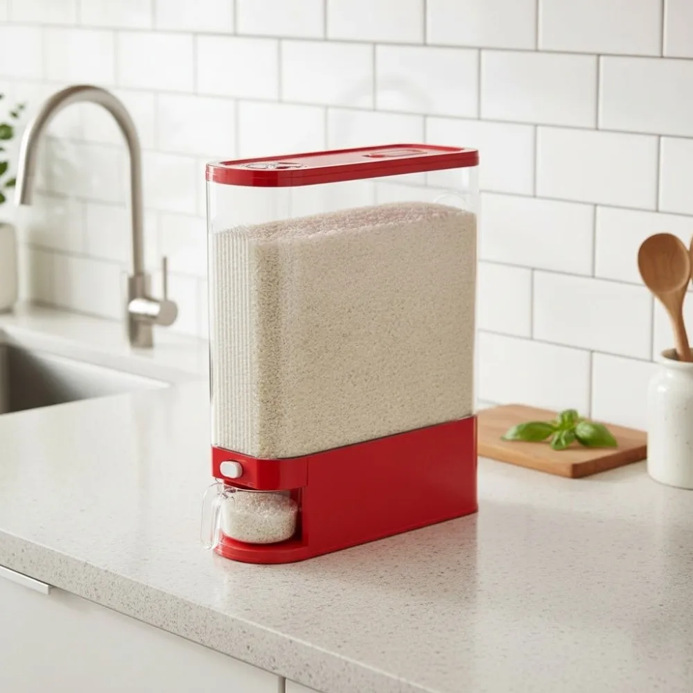 Transparent Narrow Long Rice Bucket Moisture Proof Insect-Proof Rice Storage Container Press Type 5/10 KG Rice Storage Box