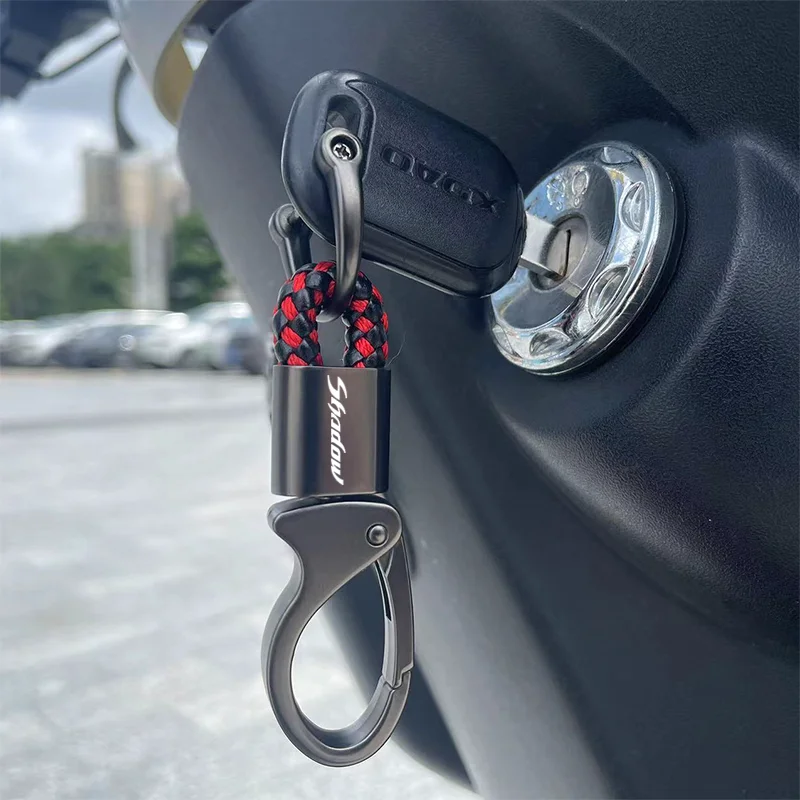 For Honda Shadow VT 400 600 750 1100 VT400 VT600 1300 Accessories Custom LOGO Motorcycle Braided Rope Keyring Metal Keychain view 5
