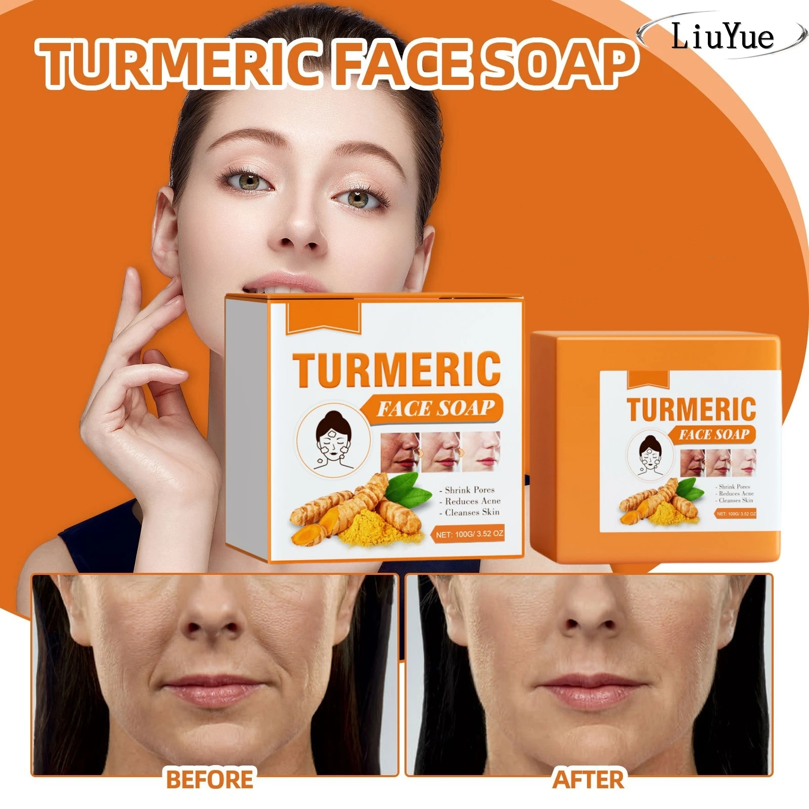 

Turmeric Cleansing Soap Facial Brighten Repair Eliminate Dullness Gentle Cleansing Moisturizing Non-Sticky Cleaning Products