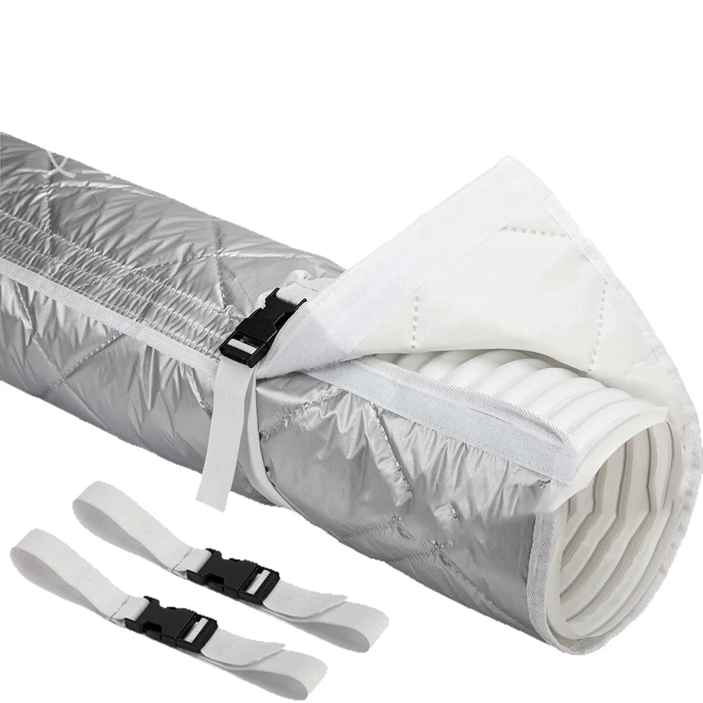 Silver AC Hose Cover 58.7x23in Oxford Insulation Sleeve For 5 5.9 Inch For Exhaust Pipe Cooling Energy Saving With Elastic