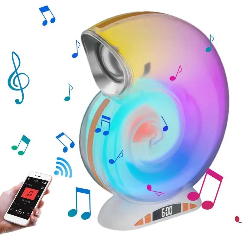 Mini Wireless Speaker Conch Shaped With Colorful Led Lights Loud Stereo Sound And Bass Technology Handheld Pocket Size