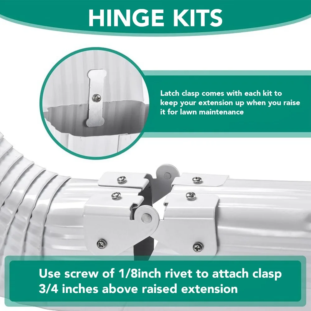 2set Aluminum Material Downspout Flip-Up Hinge Easy To Install Silver Gutter Extension Hinge With Screw Included