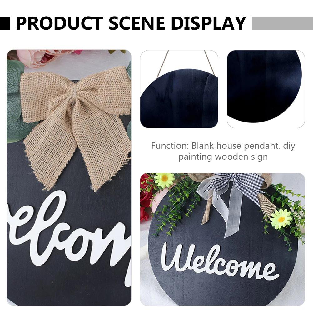 

2Pcs Welcome Wood Door Sign DIY Blank Wooden Wall Hanging Decor for Festival Party Decoration Artwork DIY Wood Door Sign