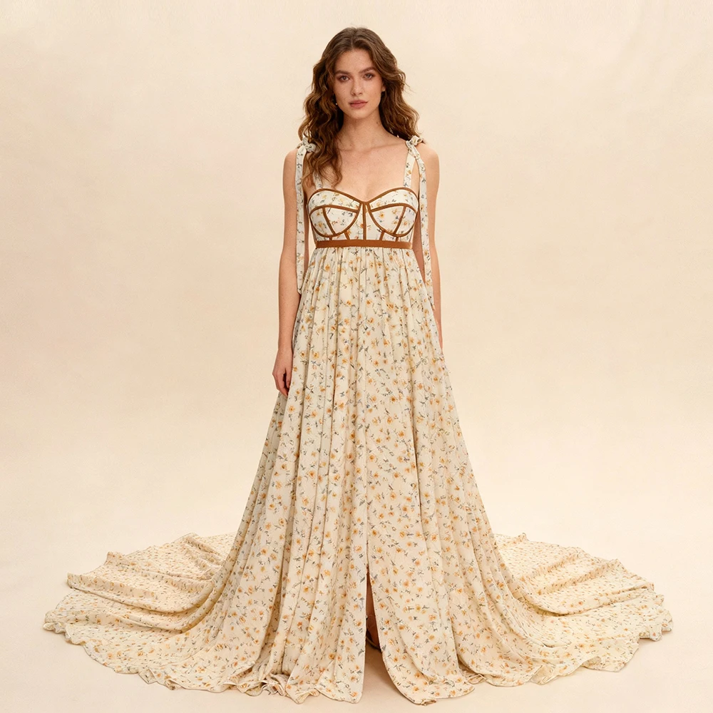 

Vintage Inspired Chiffon Floral Boho Maternity Photoshoot Dress with Corset Bodice Photography and Maternity Dresses YW231032