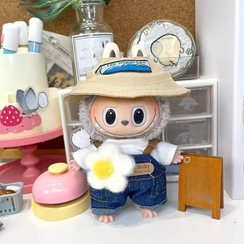 

Popular Labubu Doll Clothes 17cm Pendant Labubu Doll Clothes Spring Field Strap Pants Set Labubu Doll Clothes Accessories