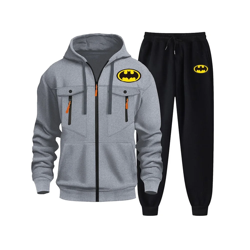 

2023 Autumn and Winter New European and American Solid Color Fleece Sweater Pants Men's Casual Zipper Sports Hat Set