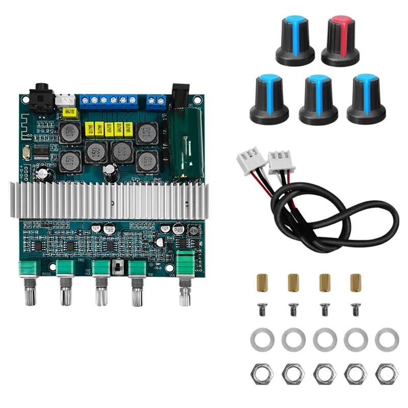 

CJSD-TPA3116 Пластиковая плата усилителя 2,1-канальные аудиоусилители высокой мощности Bluetooth 5,0 DC12V-24V 2X50W + 100W