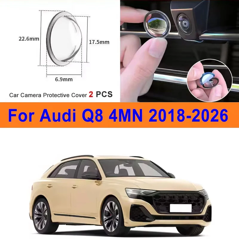 2Pcs For Audi Q8 4MN 2018-2026 PC Lens Protector Stickers 360 Reverse Image Car Camera Cover Anti-Scratch