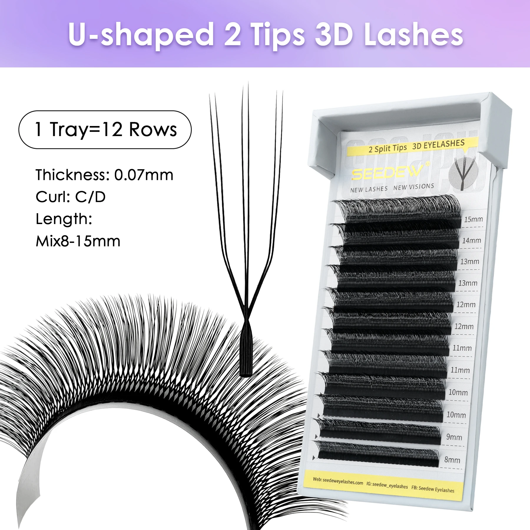 SEEDEW 2D/3D/4D/5D U Shaped Eyelashes Extension Premium Soft False Eyelashes Premade Fan U Lashes