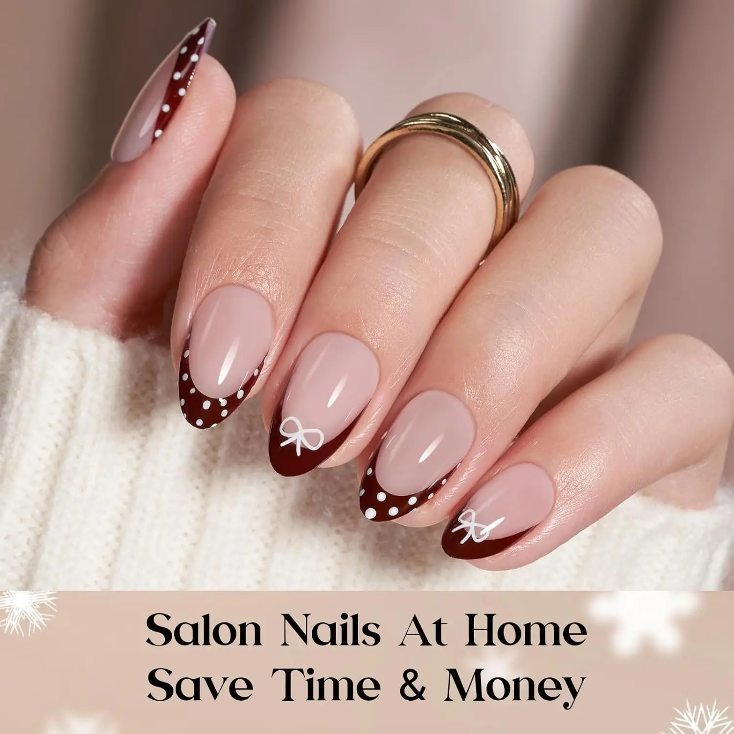 Zestaw Świątecznych Czerwonych Paznokci Sztucznych - 160 sztuk, Kompletny Zestaw z Klejem, Zmywaczem, Lampą i Narzędziami