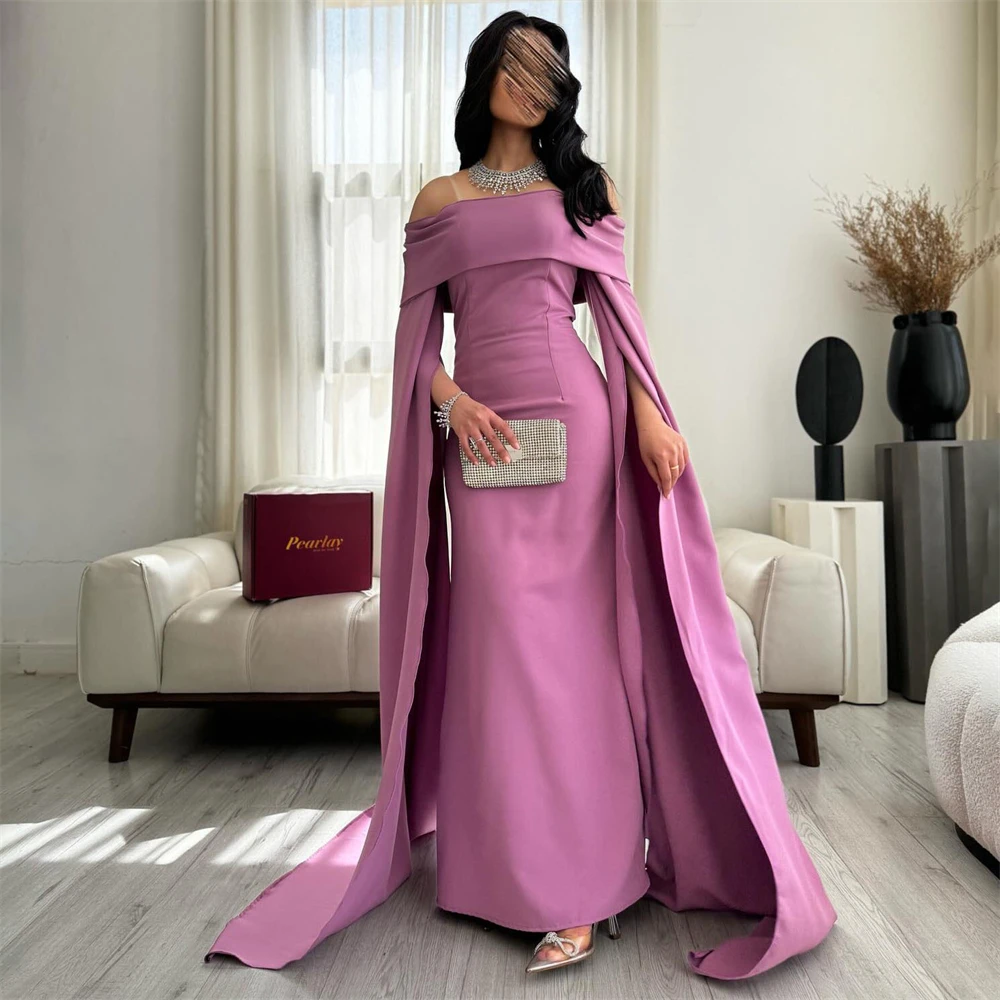 Tarot Simple Off The Shoulder Evening Dresses Saudi Straight Boat-Neck Formal Prom Dress 2024 Satin Ankle Length robes de soirée