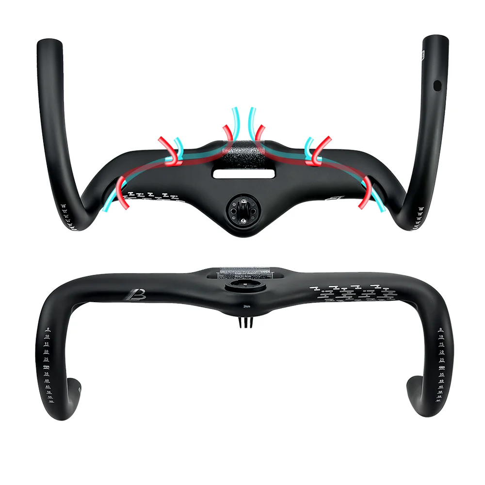 BALUGOE Full Internal Cable Bending Handle Carbon Fiber Road Bike Handlebar SGS Competition Equipped With A Code Table Bracket