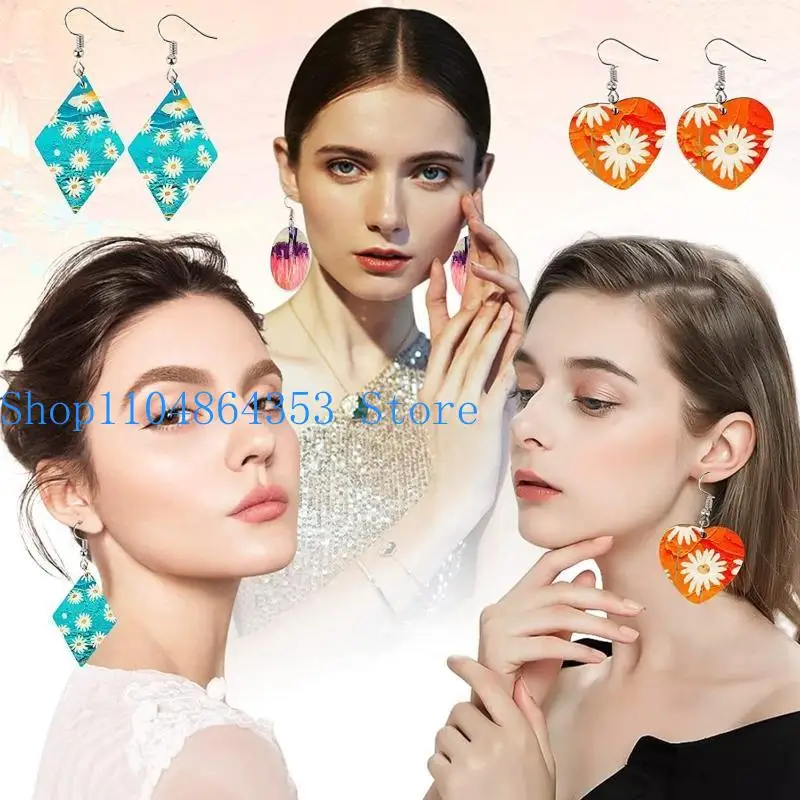 652F 60Pieces Heat Transfer Earring Valentine's Day Women Girl DIY Earring Project