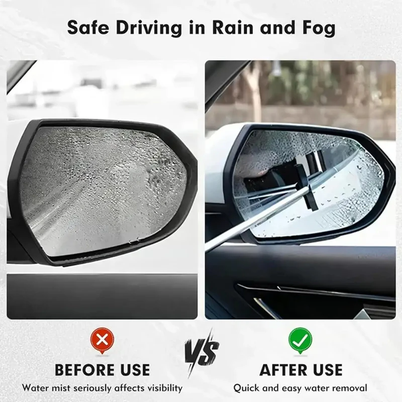 Extendable Car Rearview Mirror Wiper Telescopic Handle Squeegee Long Handle Glass Defogger Car Side Mirror Squeegee Portable