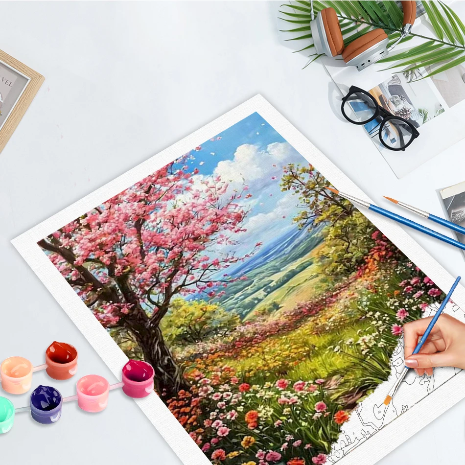 

GATYZTORY Picture By Numbers Landscape Handpainted Home Decoration Oil Painting Flower Drawing Canvas Wall Art Gift