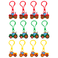 12 Pcs Agricultural Vehicle Accessories Tractor Keychain Bulldozer Farm Equipment Spring Pvc Child Construction