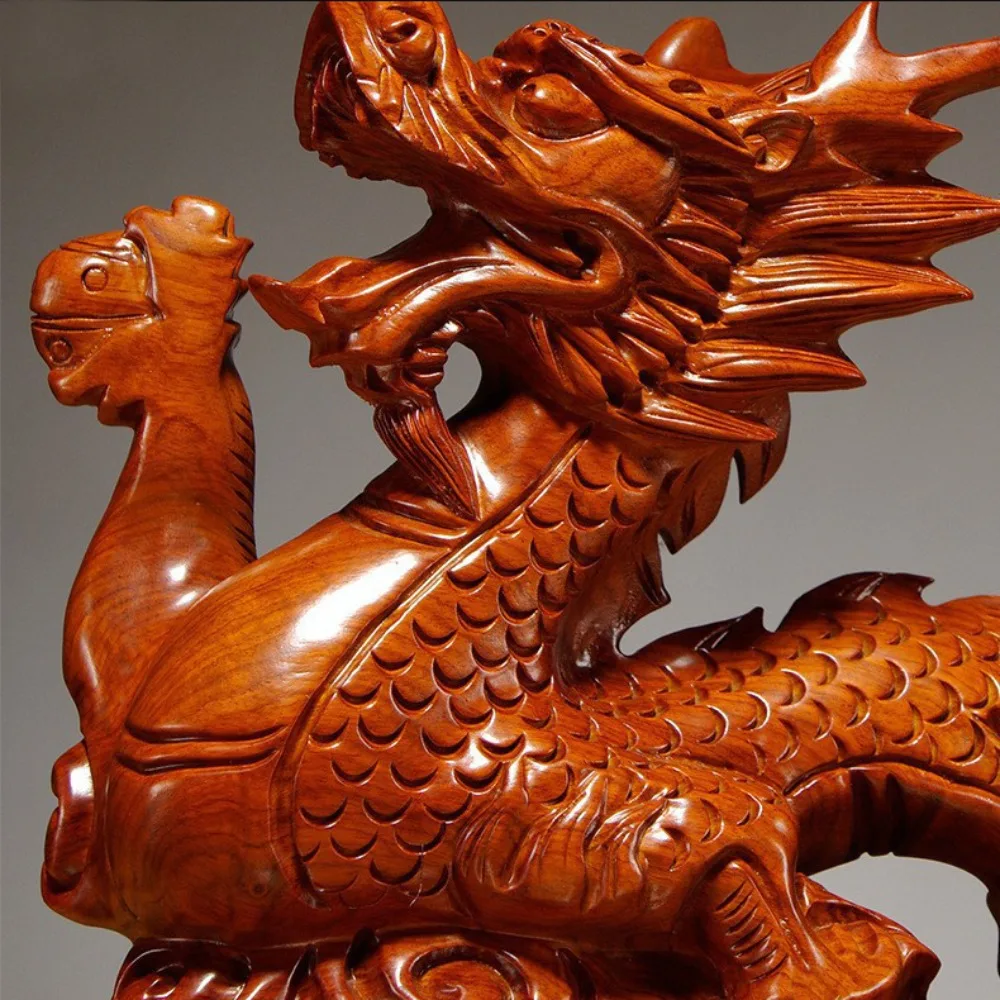 4 inches Wooden Chinese Feng Shui Dragon Statue Office Home Tabletop Decor 2024 New Year Decoration Ornaments Home Decorations