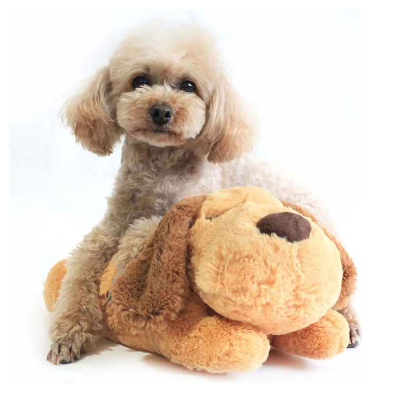 Cute Heartbeat Puppy Behavioral Training Toy Plush Pet Comfortable Snuggle Sleep