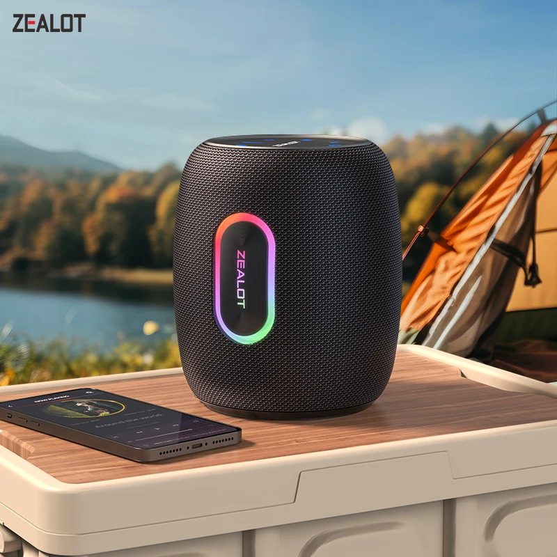 ZEALOT-S64 Bluetooth Speaker 50W Bluetooth 5.2 Wireless Speakers,360 Degree Surround Sound, IPX6 Waterproof, 20H Playtime