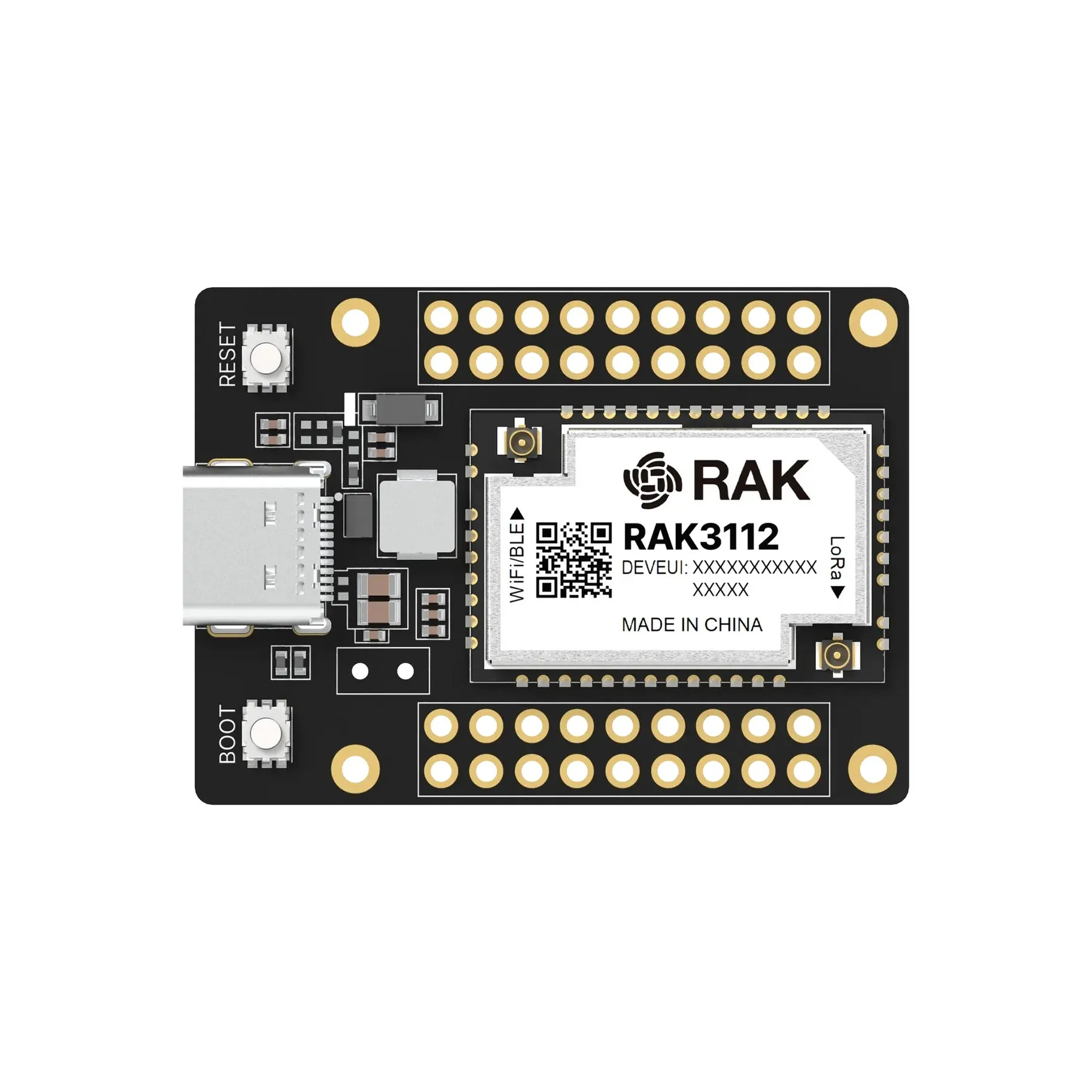 RAK3112 Breakout Board Evaluation Board with ESP32-S3 and SX1262, Offering LoRa, WiFi, and BLE Connectivity for IoT Prototyping
